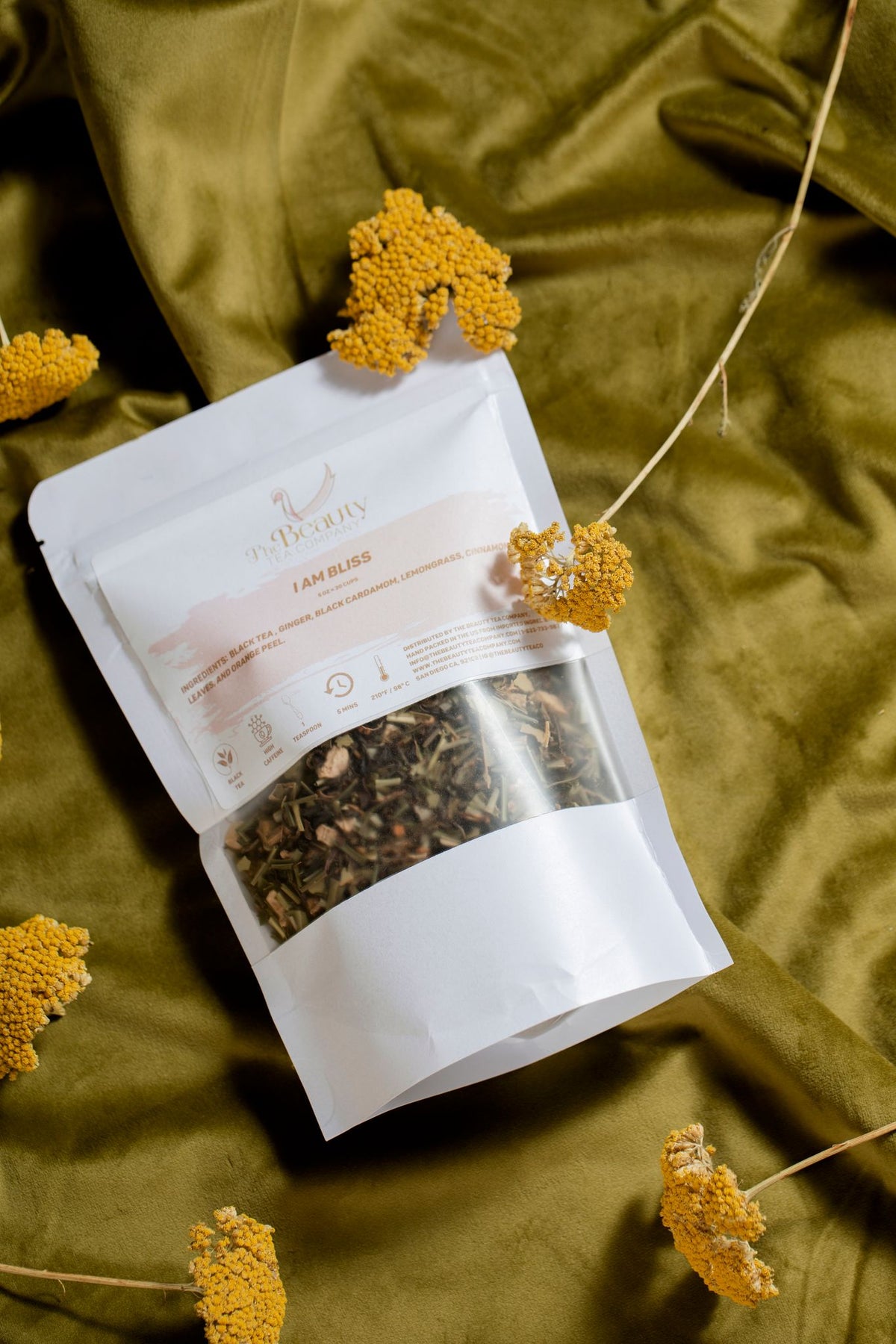 I am Bliss, Chai, a divine concoction crafted for tea enthusiasts seeking blissful moments in a cup.Loose Leaf - Bag 5 oz.